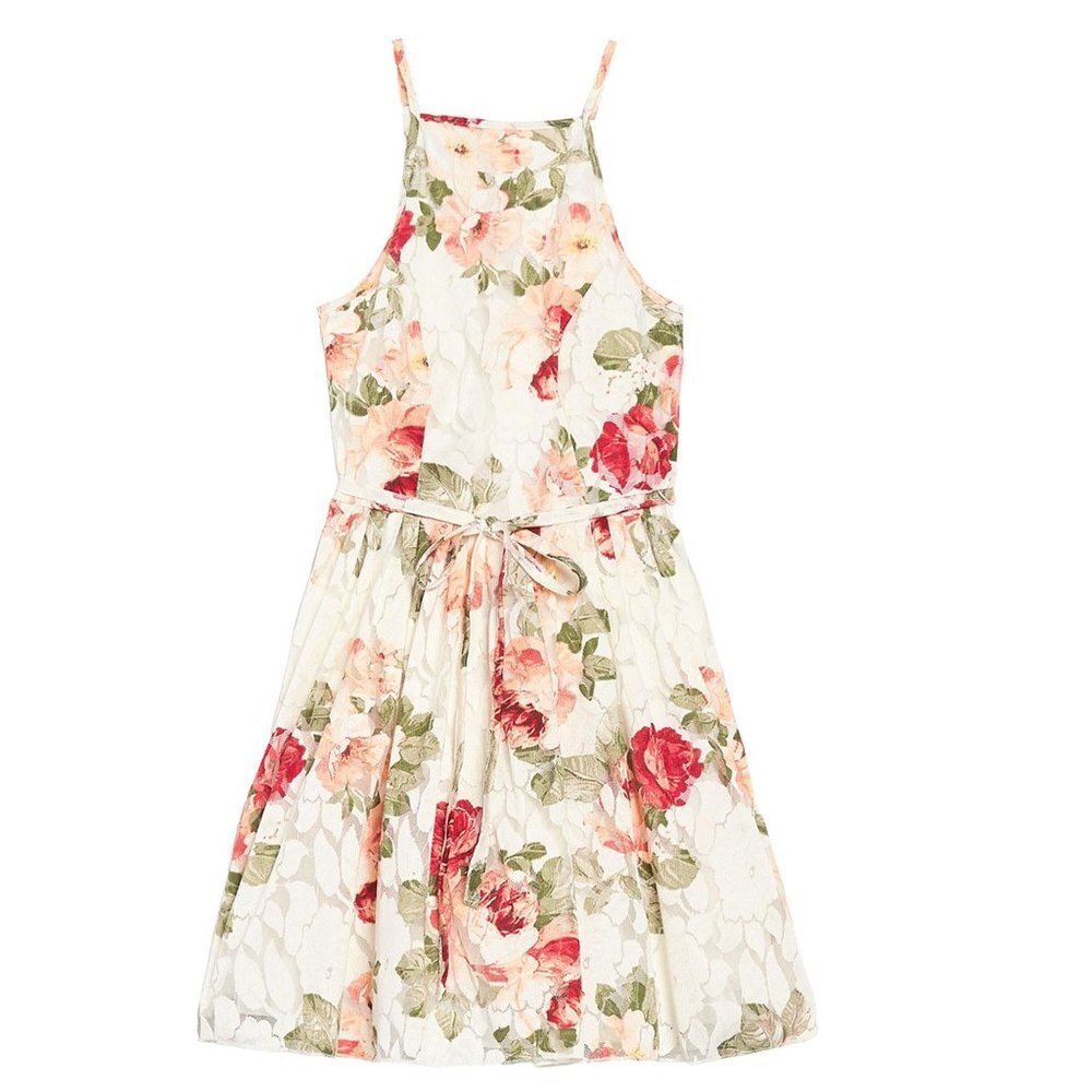 Bailey Blue High Neck Floral Lace Dress Large